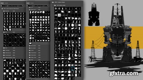 2100 + Custom shapes + 1000+ Cheat brushes Mega pack for Concept art