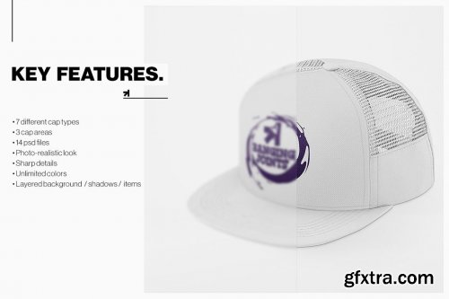 Creativemarket - Baseball Hat Full Cap Trucker Mockup 6146781