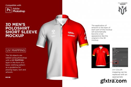 Creativemarket - 3D Poloshirt Short Sleeve Mockup 6453762