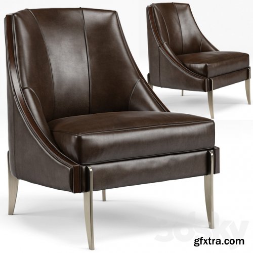 Keene Modern Classic Espresso Brown Leather Bronze Arm Chair