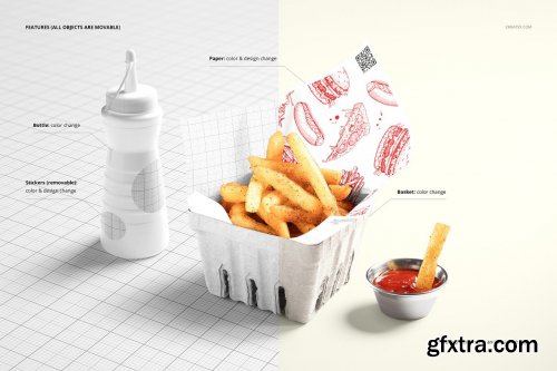 CreativeMarket - Food Safe Paper Mockup french fries 6396756