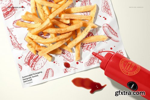 CreativeMarket - Food Safe Paper Mockup french fries 6396756