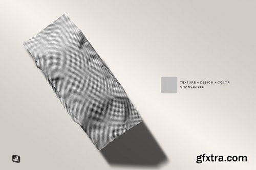 CreativeMarket - Flat Lay Foil Pouch Packaging Mockup 6276345