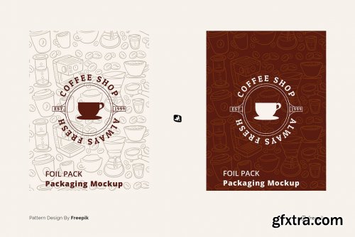 CreativeMarket - Flat Lay Foil Pouch Packaging Mockup 6276345