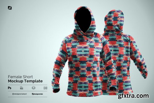 CreativeMarket - Female Wrapped Hoodie Set Mockup 6312606