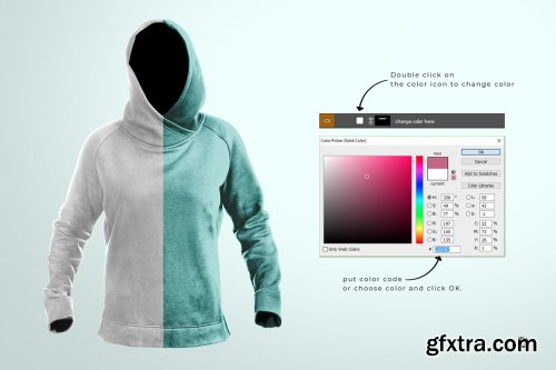 CreativeMarket - Female Wrapped Hoodie Set Mockup 6312606