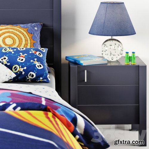 Bed Uptown Navy Blue Bed from Crate & Barrel curbstone Kids Uptown Navy Blue Nightstand