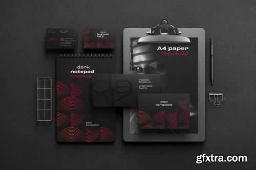 CreativeMarket - Dark Stationery Branding Mockup Set 6475038