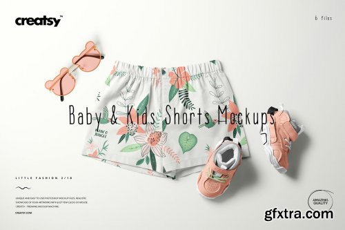 CreativeMarket - Baby & Kids Shorts Mockup Set 6503528