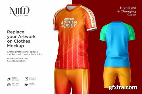 CreativeMarket - Men Soccer Jersey kit Mockup 6294910