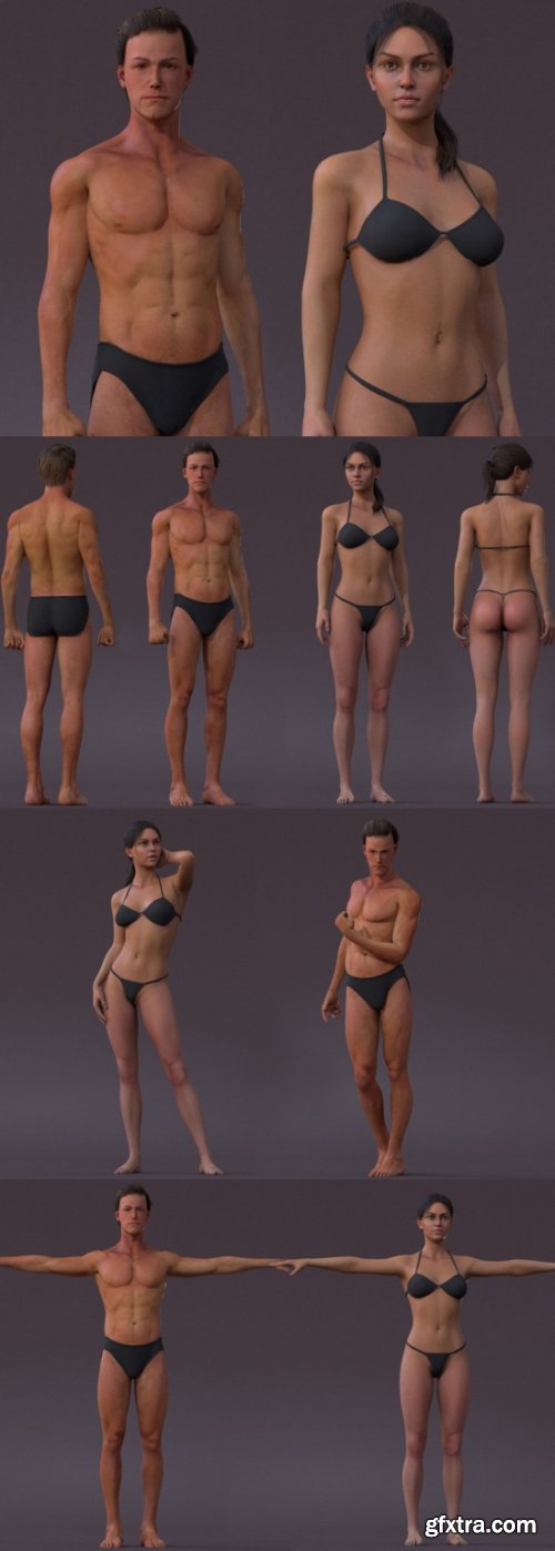 Male and Female low poly models