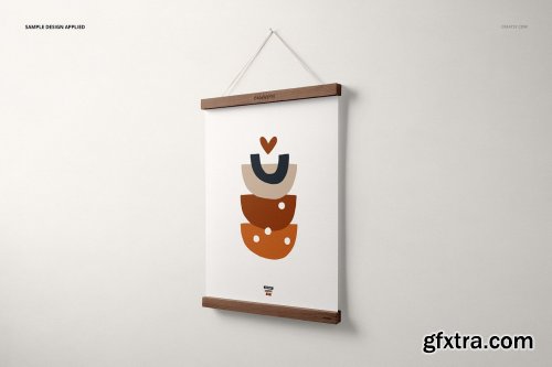 CreativeMarket - Wooden Poster Hanger Mockup Set 6498818