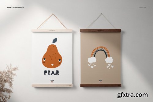 CreativeMarket - Wooden Poster Hanger Mockup Set 6498818