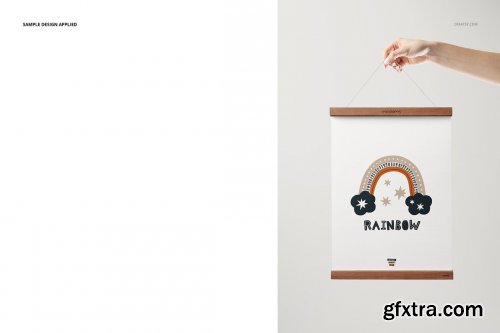 CreativeMarket - Wooden Poster Hanger Mockup Set 6498818