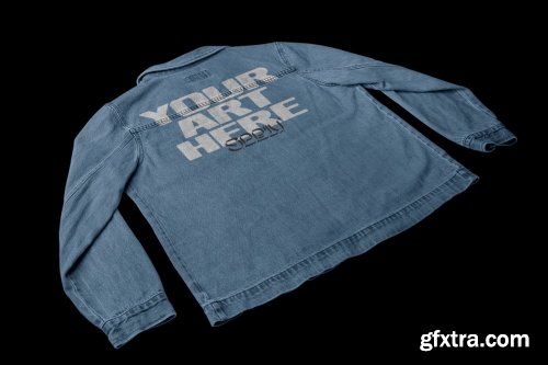 CreativeMarket - Vintage Jean Jacket Mockup 3Q View 5945333