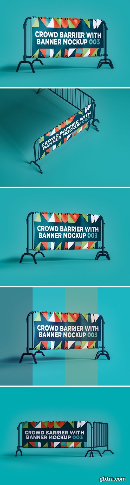 Crowd Barrier with Banner Mockup 003