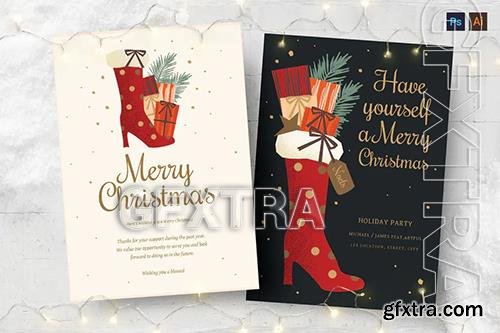 Christmas Card with Festive Stocking Z6BHP2E