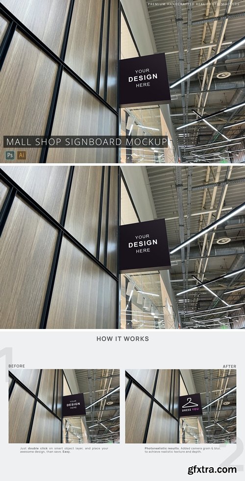 Square Signboard Mall Shop Mockup