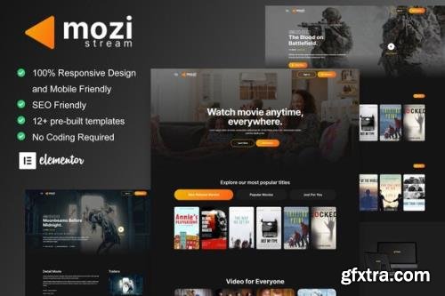 ThemeForest - Mozi v1.0.0 - Movie Streaming Service Elementor Template Kit - 34048122