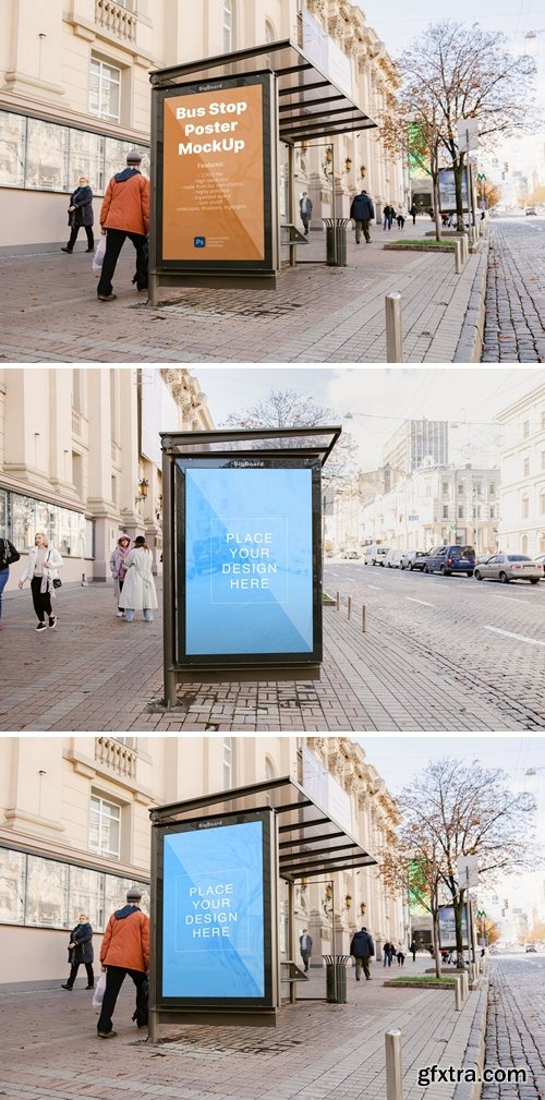 Bus Stop Bigboard Template, Lightbox Poster Mockup