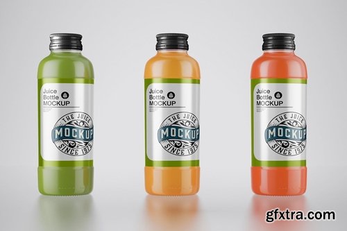 Set of 3 Juice Glass Bottle Mockup