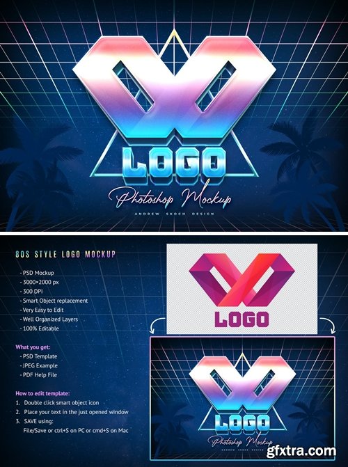 80s Style Logo Mockup