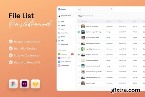 File List Dashboard UI Kit Template