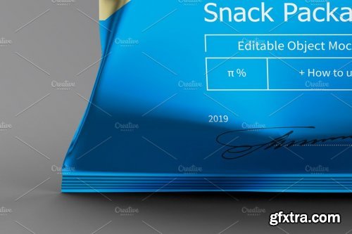 CreativeMarket - Metallic Snack Package Mockup 3668612