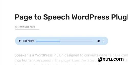 CodeCanyon - Speaker v3.3.2 - Page to Speech Plugin for WordPress - 24336046 - NULLED