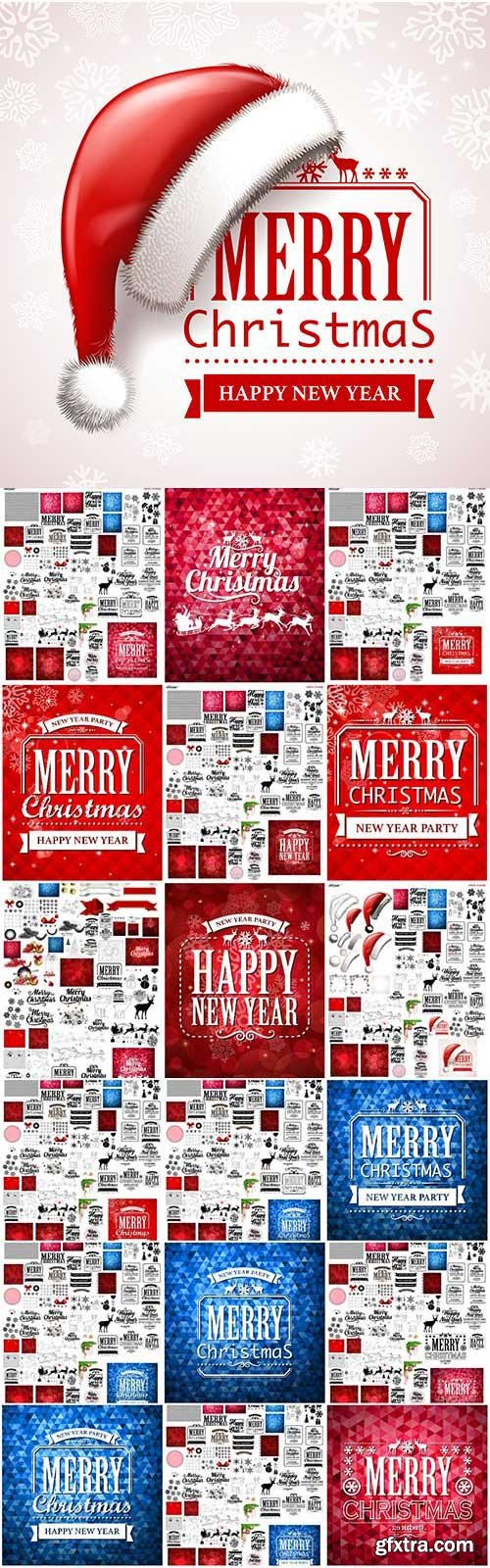 New Year and Christmas vector vol 12