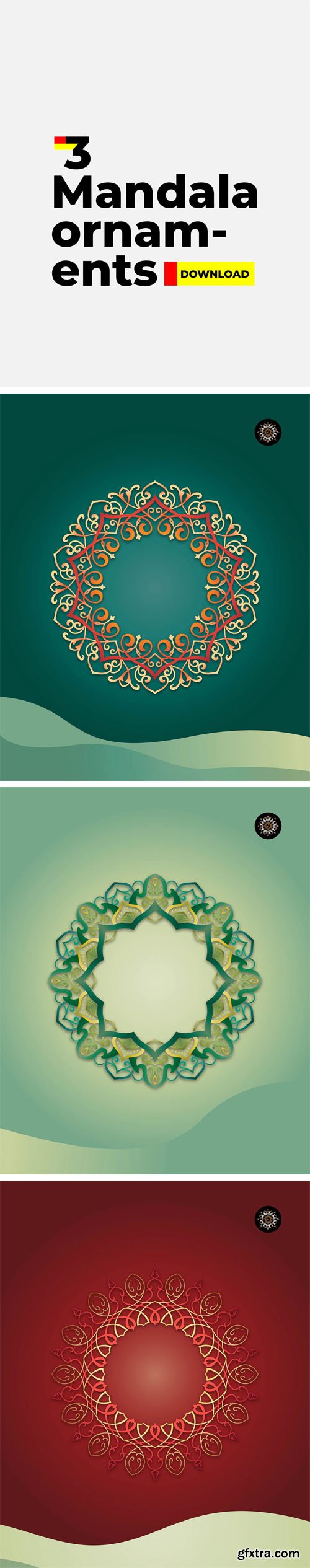 3 Vector Mandala Ornaments Templates