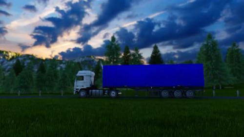 Videohive - Truck Driving On The Asphalt Road In Rural Landscape - 34054042 - 34054042