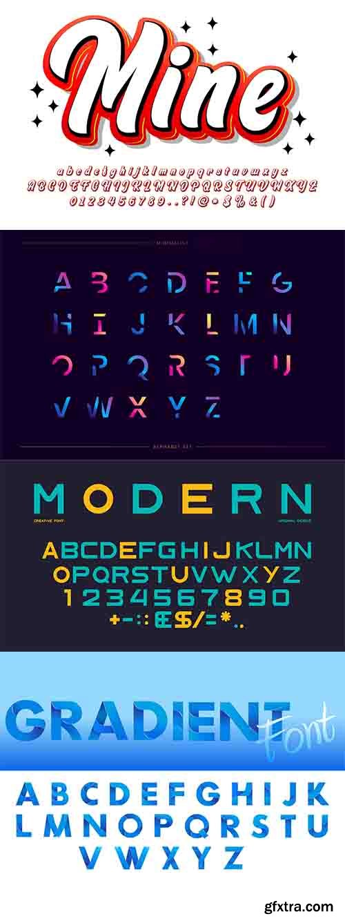 Modern alphabet template set