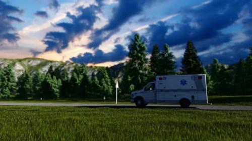 Videohive - Ambulance Van On Road - 34054052 - 34054052