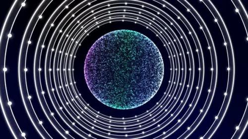 Videohive - circulate shinny circle motion effect animation with particle on space black and blue background - 34055416 - 34055416