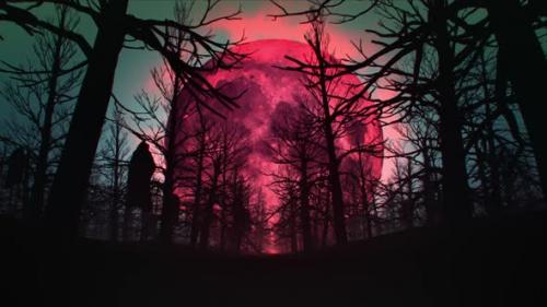 Videohive - Horror Forest In The Blood Moon Night - 34068492 - 34068492