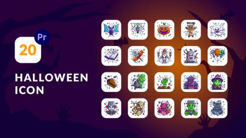 Videohive - Halloween Animation Icons | Premiere Pro MOGRT - 34127068 - 34127068