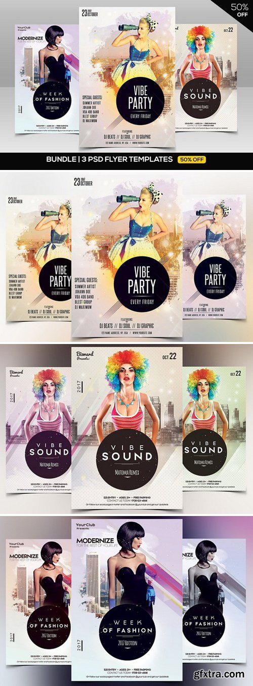 BUNDLE 3 PSD Vibe Flyers