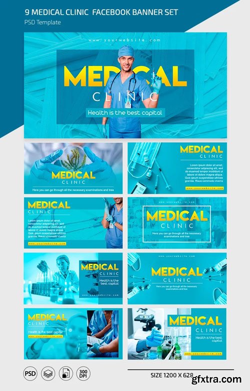 9 Facebook Banner PSD Set for Medical Clinic