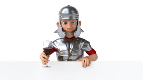 Videohive - Fun 3D cartoon roman soldier with a glass of wine - 34115855 - 34115855