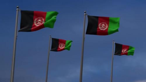 Videohive - Afghanistan Flags In The Blue Sky - 2K - 34119609 - 34119609