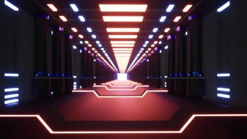 Videohive - Fly Inside A Futuristic Metal Corridor With Neon Colored Laser Lines 5 - 34134639 - 34134639