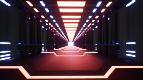 Videohive - Fly Inside A Futuristic Metal Corridor With Neon Colored Laser Lines 4 - 34134641 - 34134641