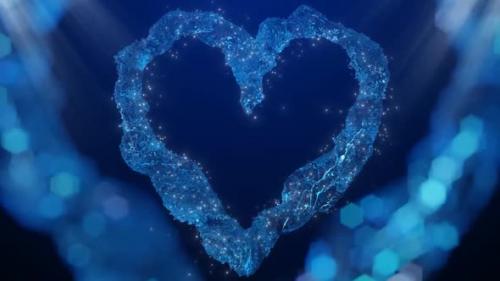 Videohive - Elegant Blue Heart Background 4K - 34137496 - 34137496