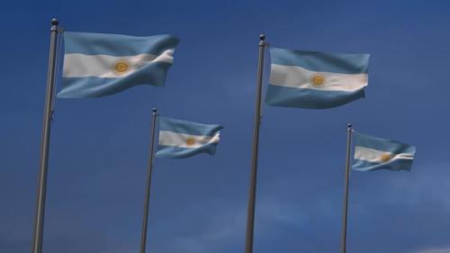 Videohive - Argentina Flags In The Blue Sky - 2K - 34137530 - 34137530