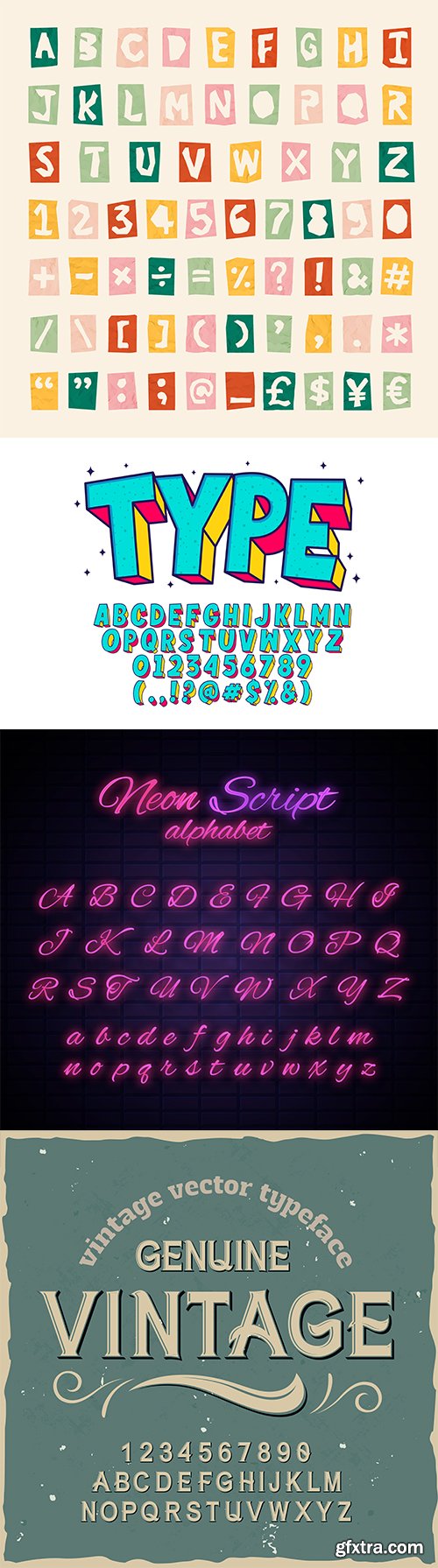 Alphabet and numbers font lettering