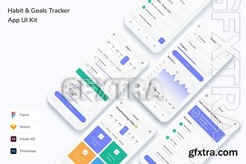 Habit & Goals Tracker App UI Kit X7RVUFA