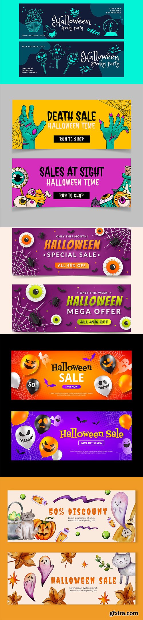 Halloween horizontal banners set vol2