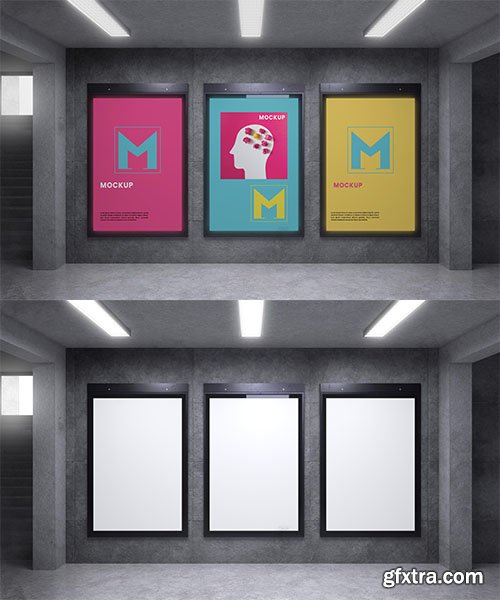 Group backlit modern city vertical mockup