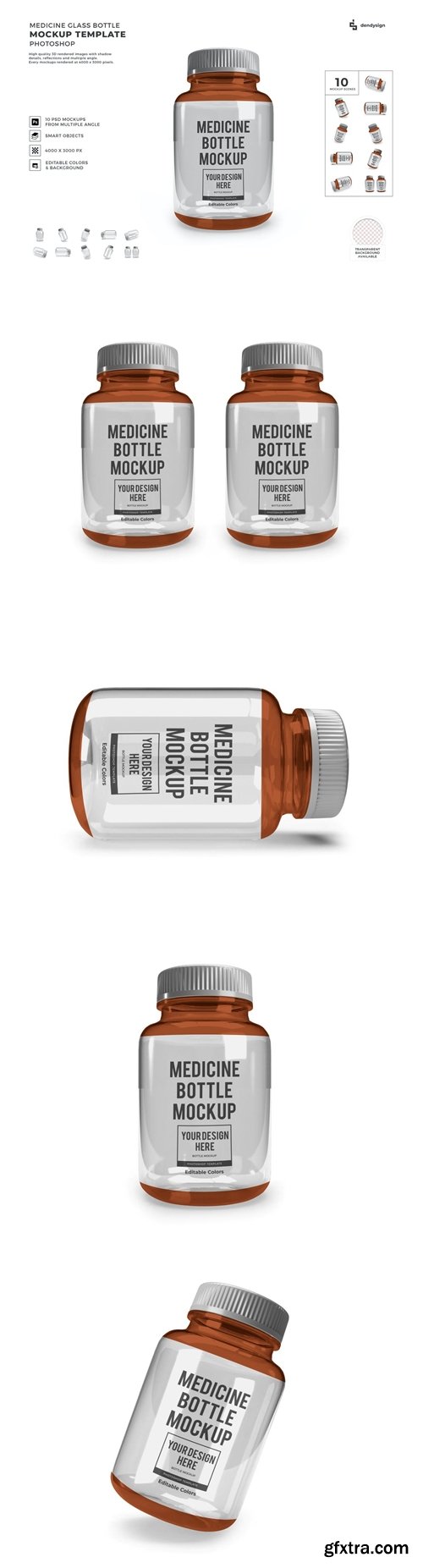 Medicine Glass Bottle Mockup Template Set